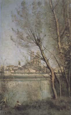 Jean Baptiste Camille  Corot La cathedrale de Mantes (mk11) Germany oil painting art